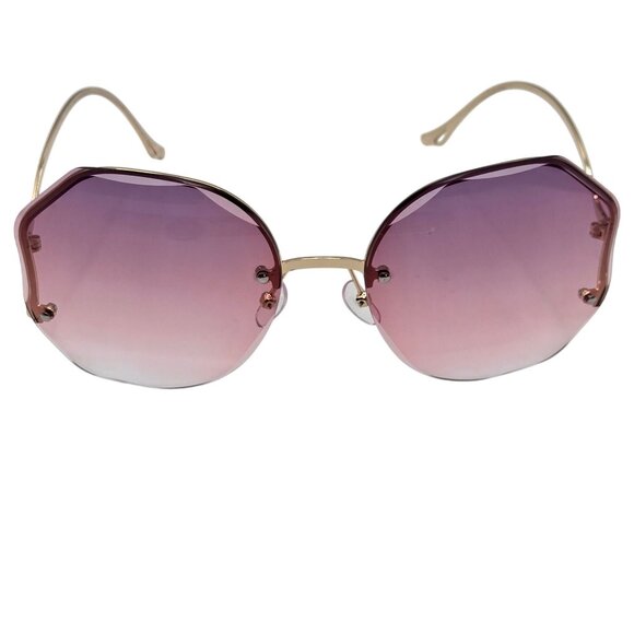 Large Frame Sunglasses Pink Purple Fade Streetwear Preppy Hippy Love Cute Chunky - Picture 1 of 16